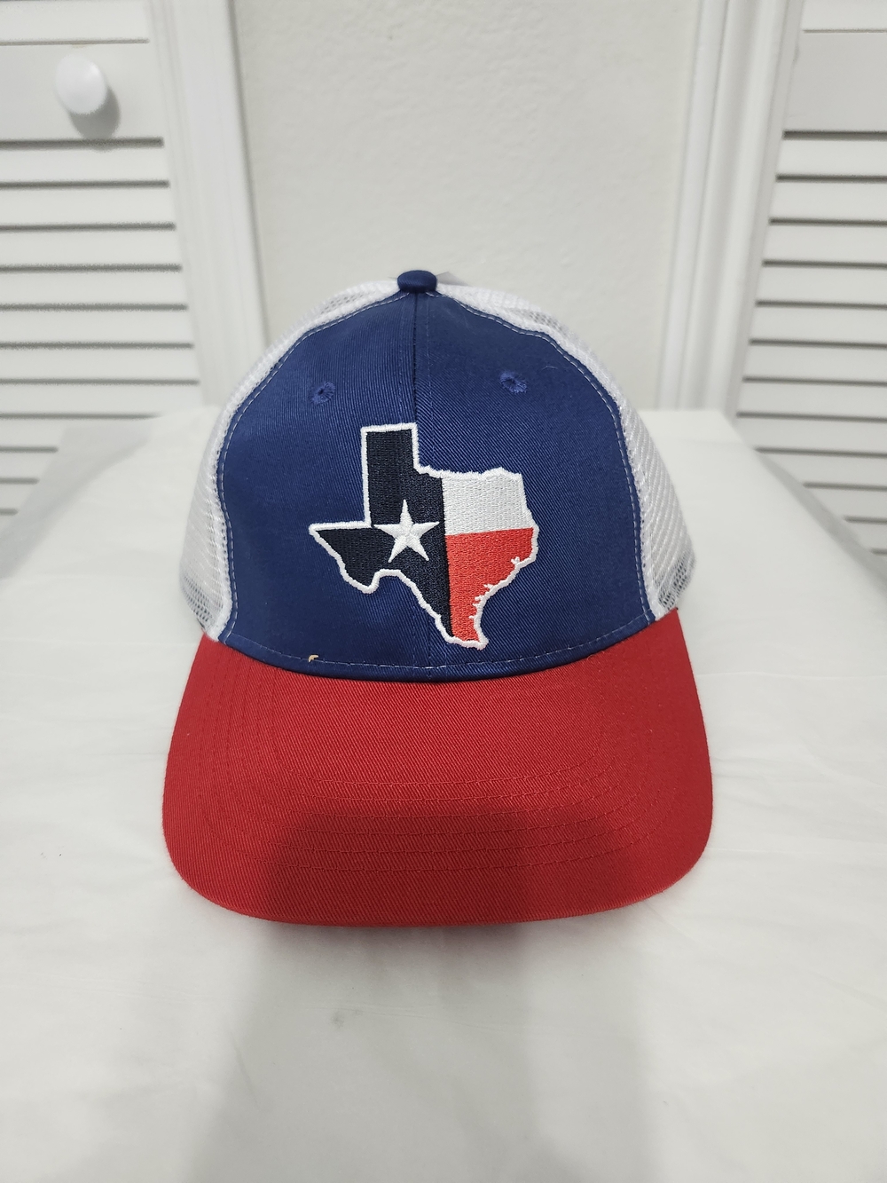 Texas Flag Mesh Trucker Cap in Blue and Red